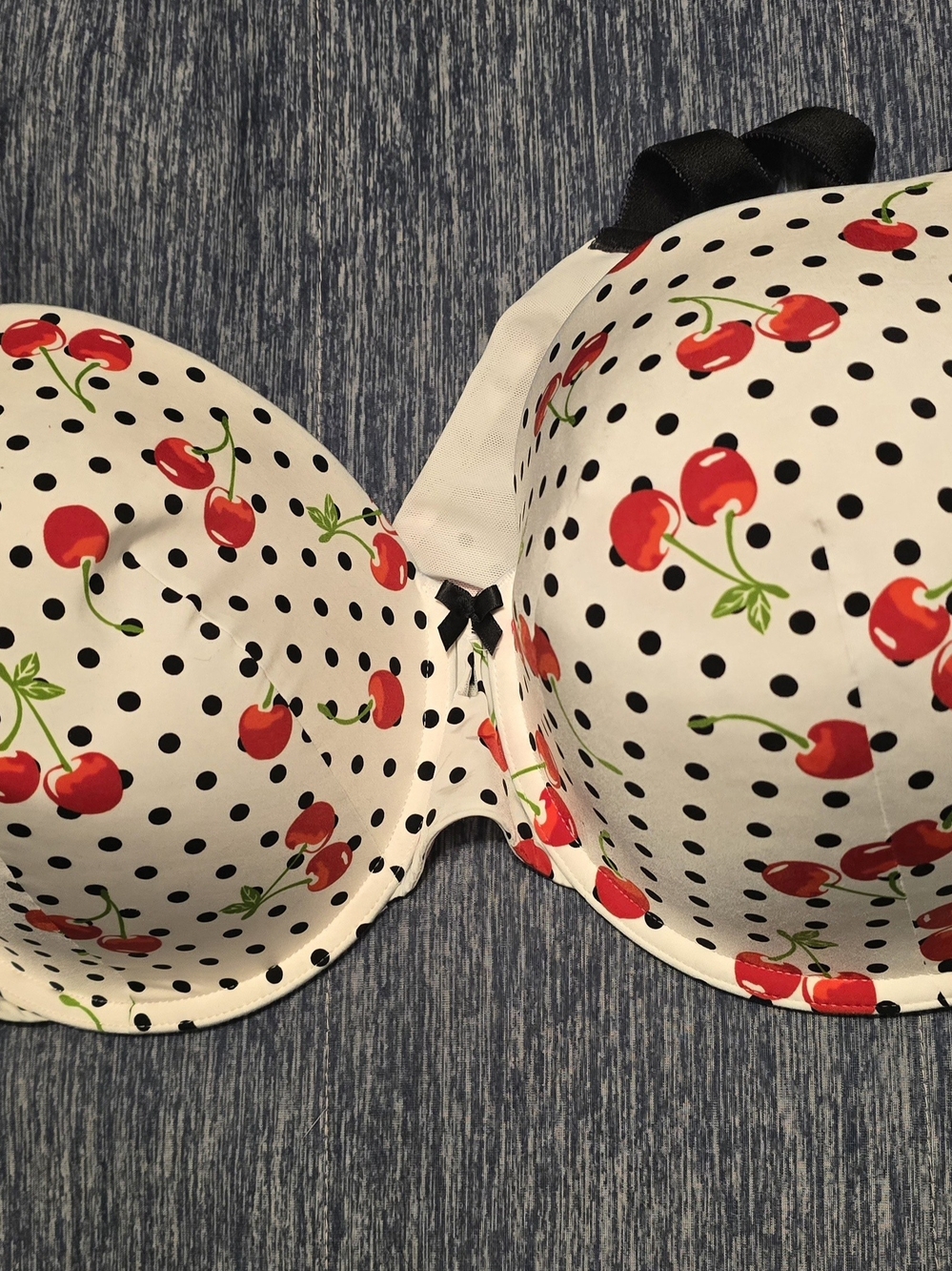 Cherry Polka Push-Up Bra in White and Red